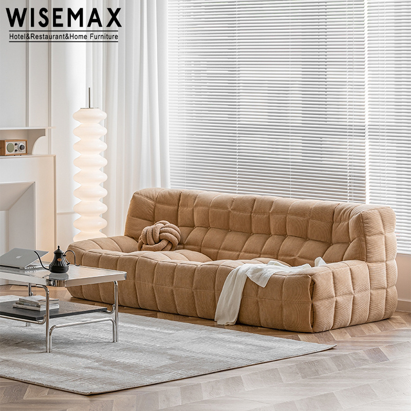 WISEMAX FURNITURE Commercial hotel waiting lobby straight corduroy fabric sectional sofa for living room furniture