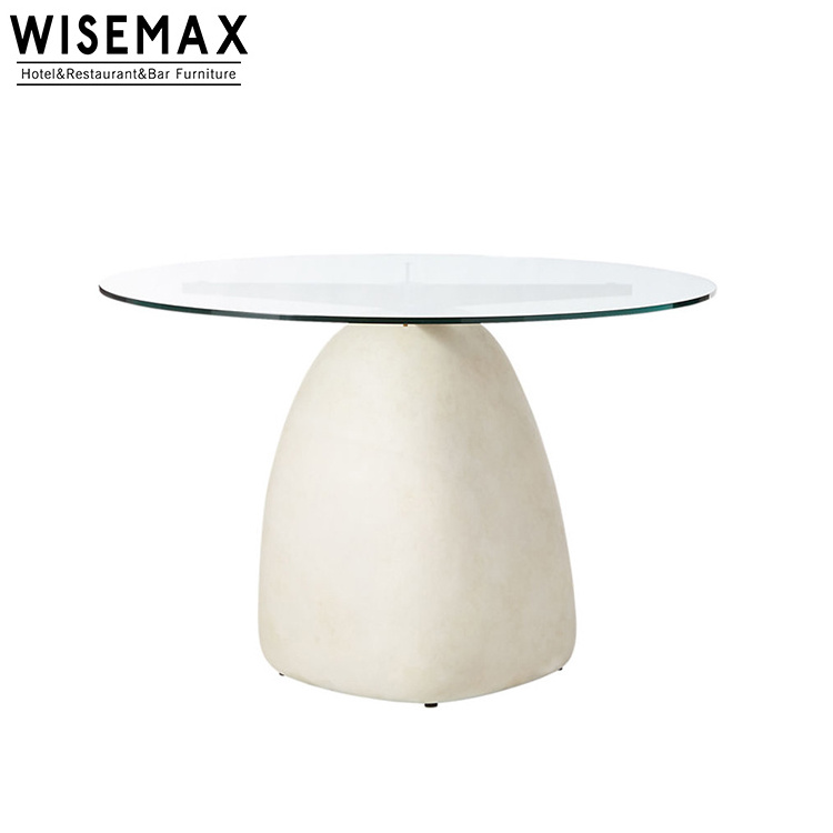 WISEMAX FURNITURE Modern luxury marble dinner dining table and chair set restaurant furniture 8 seater glass top dining table