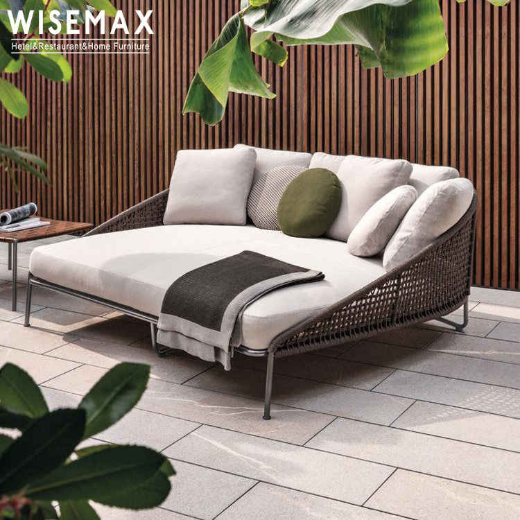 WISEMAX FURNITURE Elegant chaise lounge aluminum garden sofa set waterproof daybed patio PE rattan leisure chair