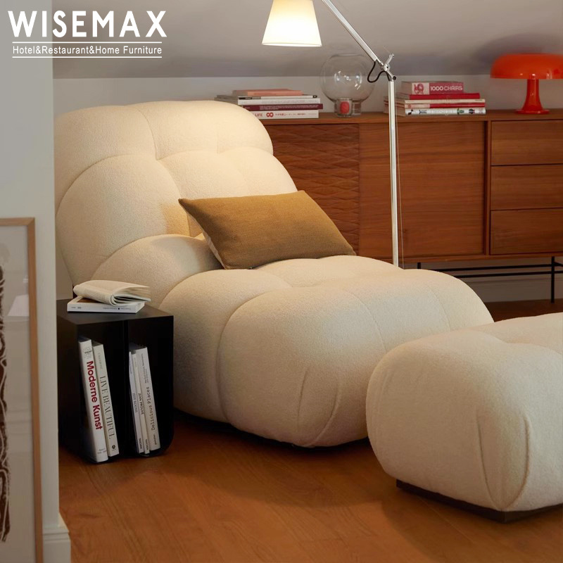 WISEMAX FURNITURE Italian luxury lamb wool fabric lounge chairs home use Teddy single sofa chair for living room