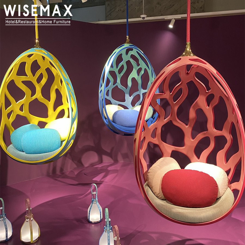 WISEMAX FURNITURE Minimalist Hanging Leisure Lounge Chair Indoor Fiberglass Egg-shape Cradle Chair Modern Villa Hotel Furniture