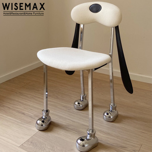 WISEMAX FURNITURE Modern Restaurant bar dining chair dog design fabric seat metal frame leisure chair for living room