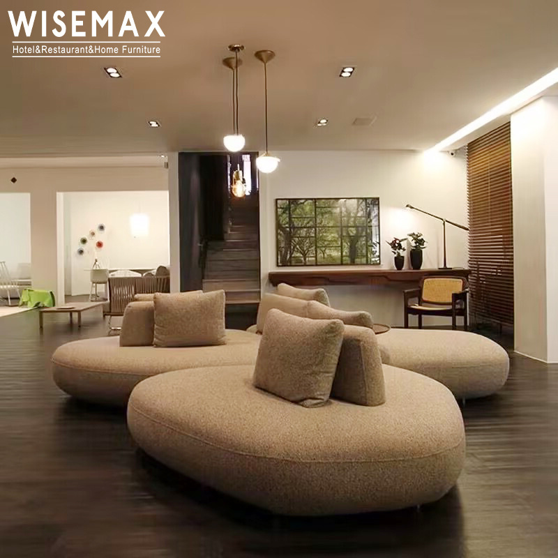 WISEMAX FURNITURE Nordic simple linen fabric sofa set hotel cafe furniture creative deep seat fabric sofa for living room