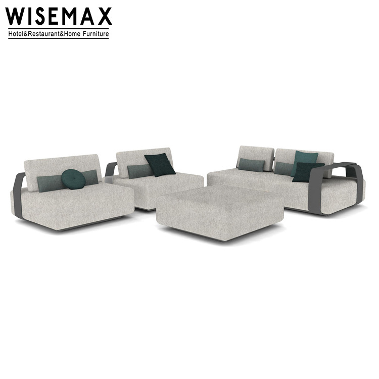 WISEMAX FURNITURE cheap garden comfortable living room recliner sofas leisure chair and aluminium arm couch set outdoor