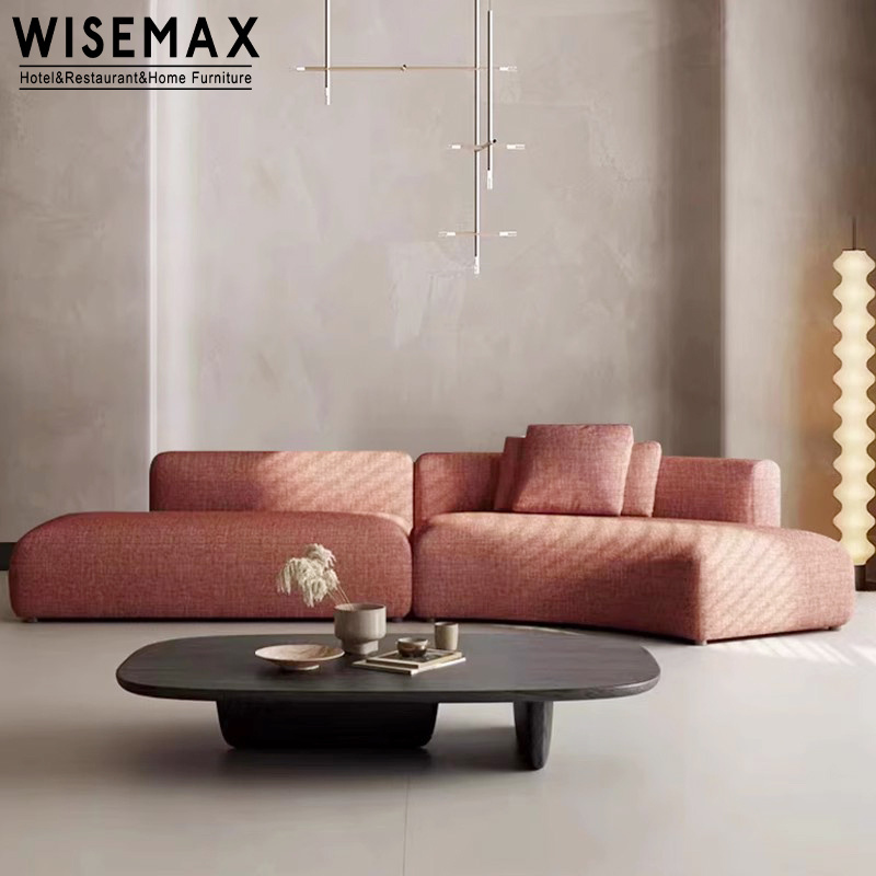 WISEMAX FURNITURE Luxury Exclusive Hotel Furniture Lobby Couch Living Room Sofas Creative S Shaped Solid Wood Fabric Curved Sofa