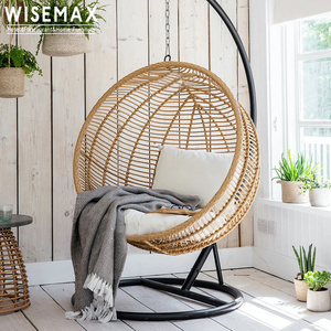 WISEMAX FURNITURE Hot selling indoor and outdoor PE rattan hanging swing chair patio balcony metal base swing