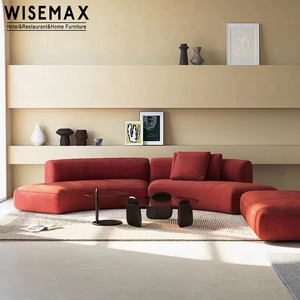 WISEMAX FURNITURE Luxury Exclusive Hotel Furniture Lobby Couch Living Room Sofas Creative S Shaped Solid Wood Fabric Curved Sofa