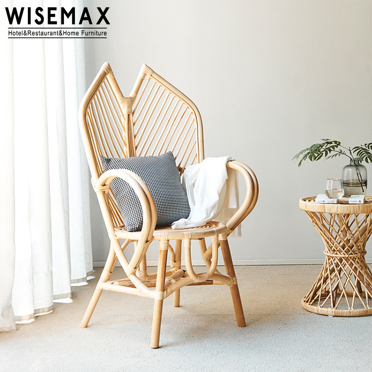 WISEMAX FURNITURE Artistic design Morocco style accent chair lively wing shape high backrest rattan wicker chair