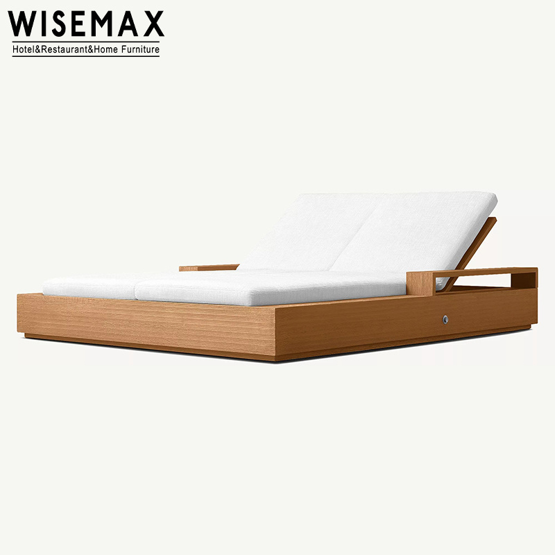 WISEMAX FURNITURE Luxury Garden Swimming Pool Teak Wood Sun Bed Beach Chaise Lounge Chair Sun Lounger For Hotel Home