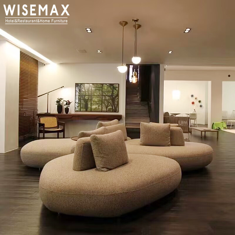 WISEMAX FURNITURE Nordic simple linen fabric sofa set hotel cafe furniture creative deep seat fabric sofa for living room