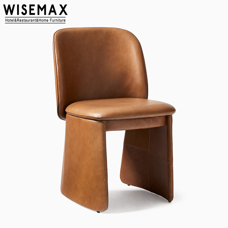 WISEMAX FURNITURE Modern dining room leather chairs restaurant solid wood frame and leather dining chairs for home dining room