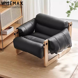 WISEMAX FURNITURE mid century bedroom furniture scandinavian armchairs for living room in wood cozy faux leather accent chair