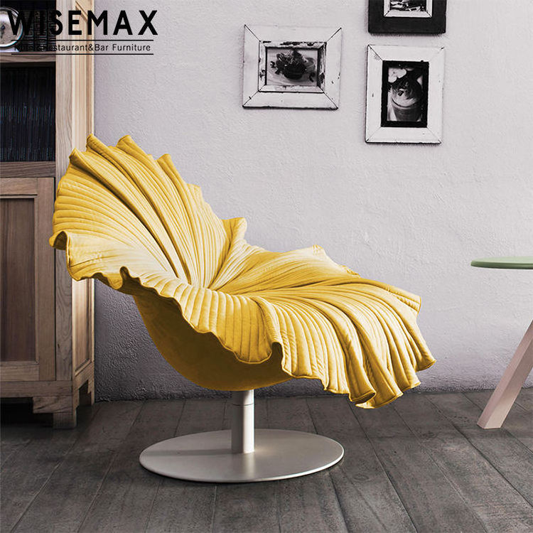 WISEMAX FURNITURE Designer living room furniture swivel home leisure chair flower shape recliner lounge chair with metal base