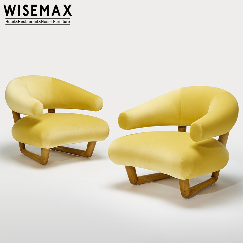 WISEMAX FURNITURE Italian Small Accent Lounge Leisure Chair Living Room Furniture Home Solid Wood Fabric Relaxing Arm Chair