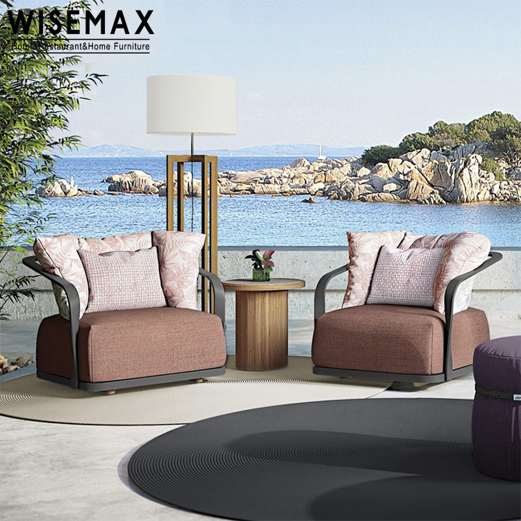 WISEMAX FURNITURE cheap garden comfortable living room recliner sofas leisure chair and aluminium arm couch set outdoor