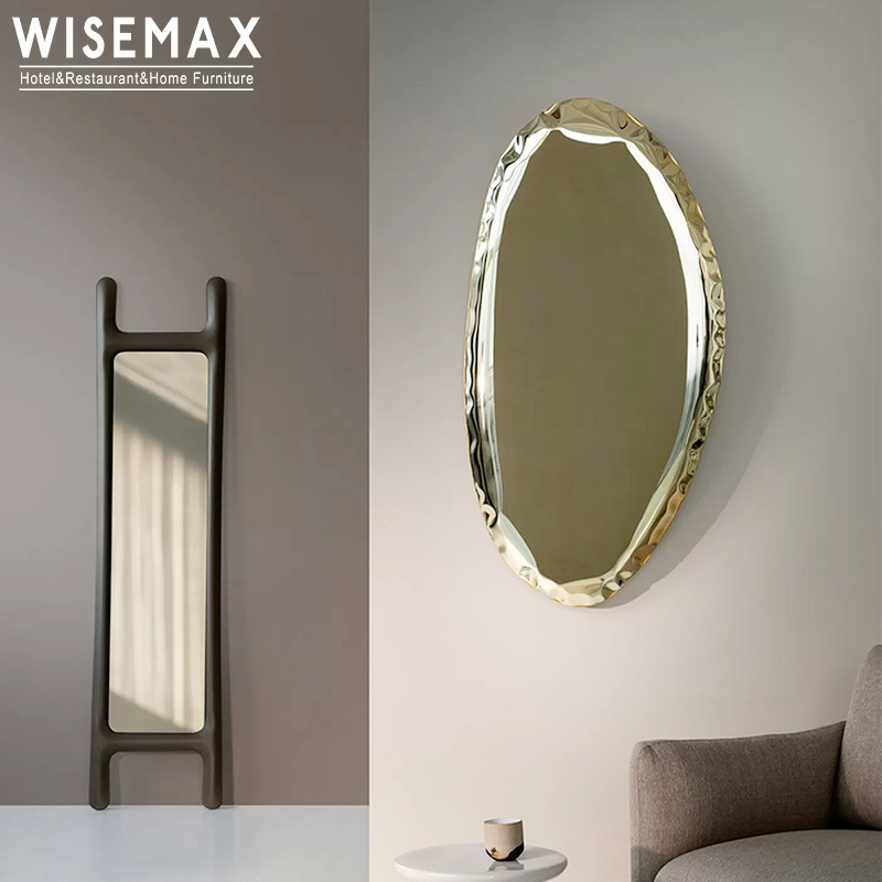 WISEMAX FURNITURE Nordic luxury funky bathroom mirrors unique stainless steel decorative wall mirror for home decor