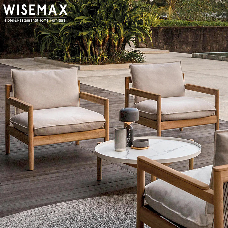 WISEMAX FURNITURE Luxury Teak Wood Outdoor Lounge Chair 2 Seat Sofa Set For Garden Pool Patio Furniture