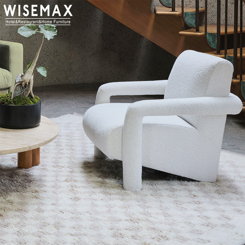 WISEMAX FURNITURE Nordic Luxury Single Seater Wood Sofa Chairs Living Room Furniture Teddy Sofa Accent Lounge Chairs For Bedroom