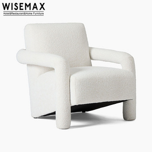 WISEMAX FURNITURE Nordic Luxury Single Seater Wood Sofa Chairs Living Room Furniture Teddy Sofa Accent Lounge Chairs For Bedroom