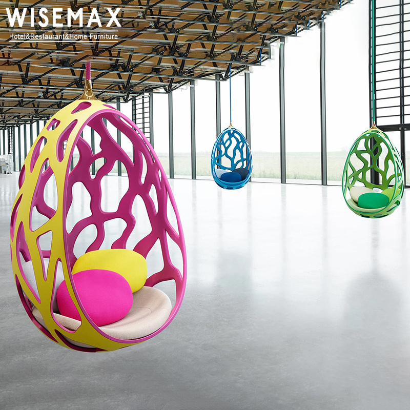 WISEMAX FURNITURE Minimalist Hanging Leisure Lounge Chair Indoor Fiberglass Egg-shape Cradle Chair Modern Villa Hotel Furniture