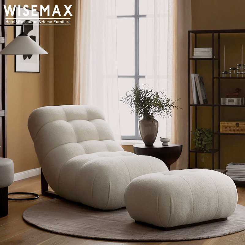 WISEMAX FURNITURE Italian luxury lamb wool fabric lounge chairs home use Teddy single sofa chair for living room