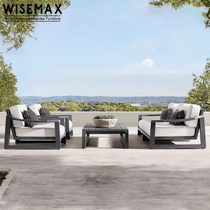 WISEMAX luxury outdoor garden aluminum sofa set waterproof sectional sofa patio furniture hotel pool chairs with pool side table