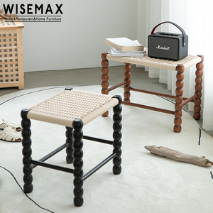 WISEMAX FURNITURE Modern rattan furniture  Rectangle rattan wooden bench Long wooden 4 legs stool ottomans for living room