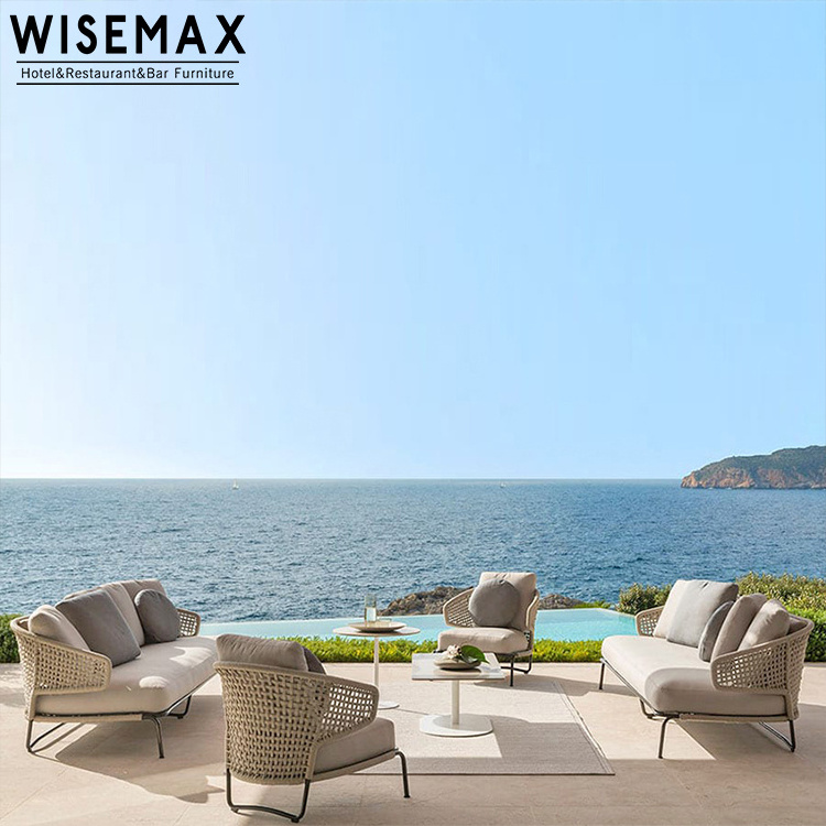 WISEMAX FURNITURE Elegant chaise lounge aluminum garden sofa set waterproof daybed patio PE rattan leisure chair