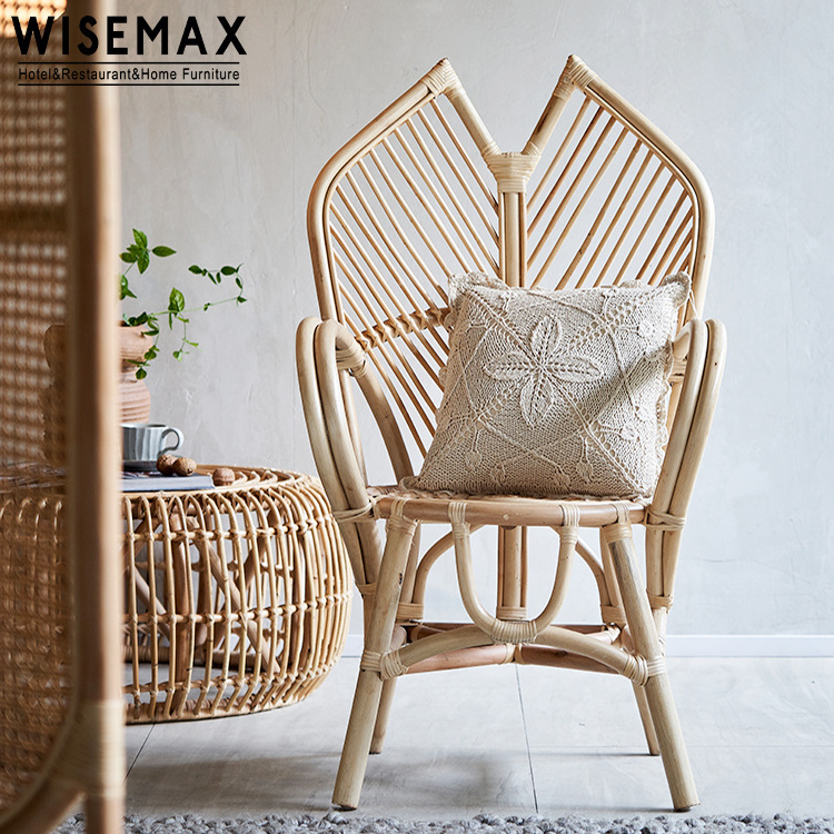 WISEMAX FURNITURE Artistic design Morocco style accent chair lively wing shape high backrest rattan wicker chair