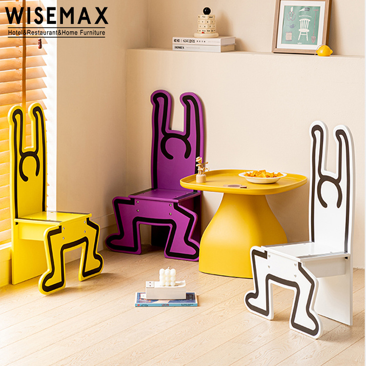 WISEMAX FURNITURE Creative Lovely Colorful Modern Lounge Chair Living Room Furniture Wooden Kids Chair For Restaurant Study Room