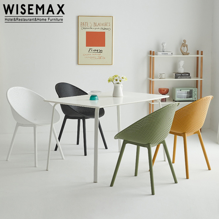 WISEMAX FURNITURE Nordic dining room furniture Round shape web plastic curved backrest plastic dining chair for restaurant