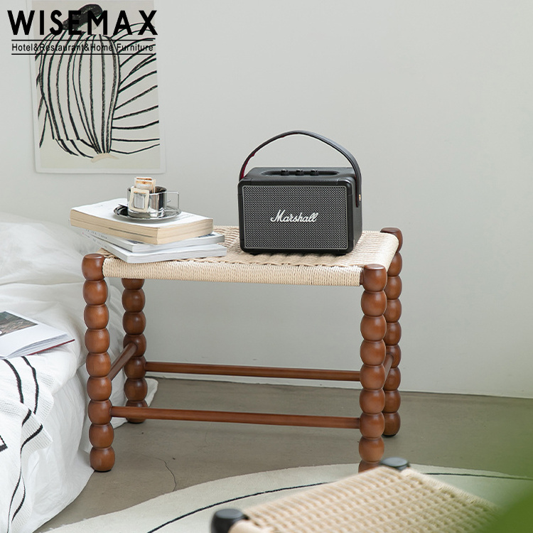 WISEMAX FURNITURE Modern rattan furniture  Rectangle rattan wooden bench Long wooden 4 legs stool ottomans for living room