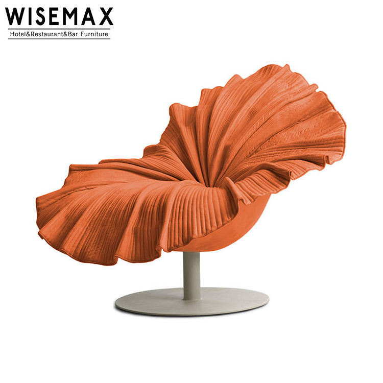 WISEMAX FURNITURE Designer living room furniture swivel home leisure chair flower shape recliner lounge chair with metal base