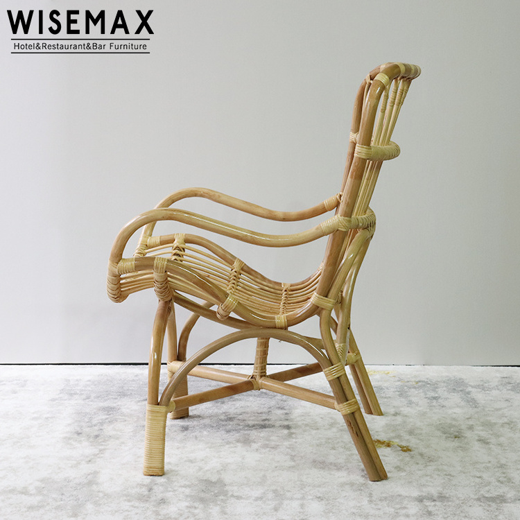 WISEMAX FURNITURE Modern Wicker Furniture Cane Chair Leisure Rattan Chair Set with Ottoman