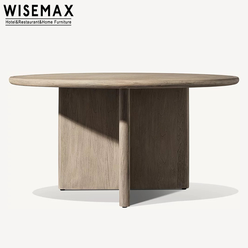 WISEMAX FURNITURE French Retro Outdoor Furniture Solid Teak Wood Round  Waterproof Dining Table For Hotel Patio Balcony