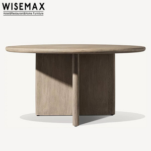 WISEMAX FURNITURE French Retro Outdoor Furniture Solid Teak Wood Round  Waterproof Dining Table For Hotel Patio Balcony