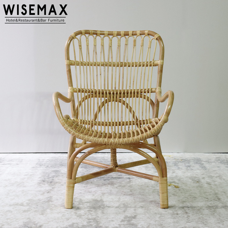 WISEMAX FURNITURE Modern Wicker Furniture Cane Chair Leisure Rattan Chair Set with Ottoman