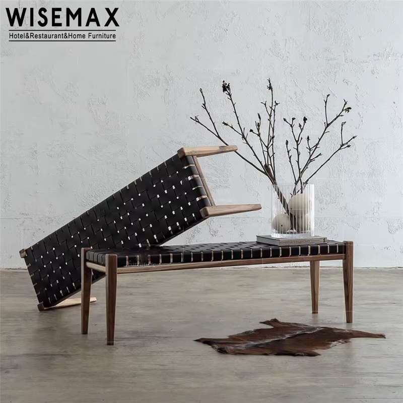 WISEMAX FURNITURE Wabi-sabi style apartment change shoe benches upholstered leather living room bench for home use