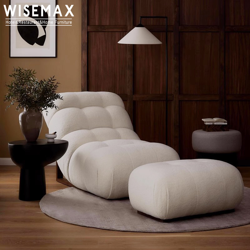 WISEMAX FURNITURE Italian luxury lamb wool fabric lounge chairs home use Teddy single sofa chair for living room