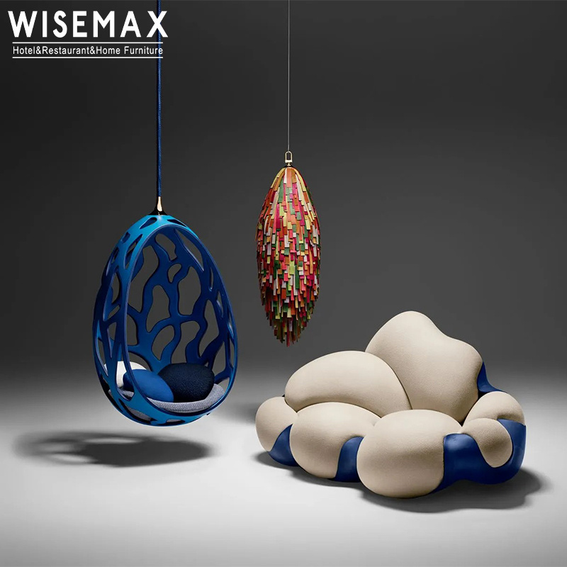 WISEMAX FURNITURE Minimalist Hanging Leisure Lounge Chair Indoor Fiberglass Egg-shape Cradle Chair Modern Villa Hotel Furniture