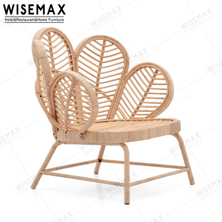 WISEMAX FURNITURE Lovely elegant flower design sofa chair natural living room rattan relaxing leisure chair