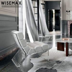 WISEMAX FURNITURE Modern lounge room furniture light luxury acrylic frame single sofa upholstery fabric leisure chair for home