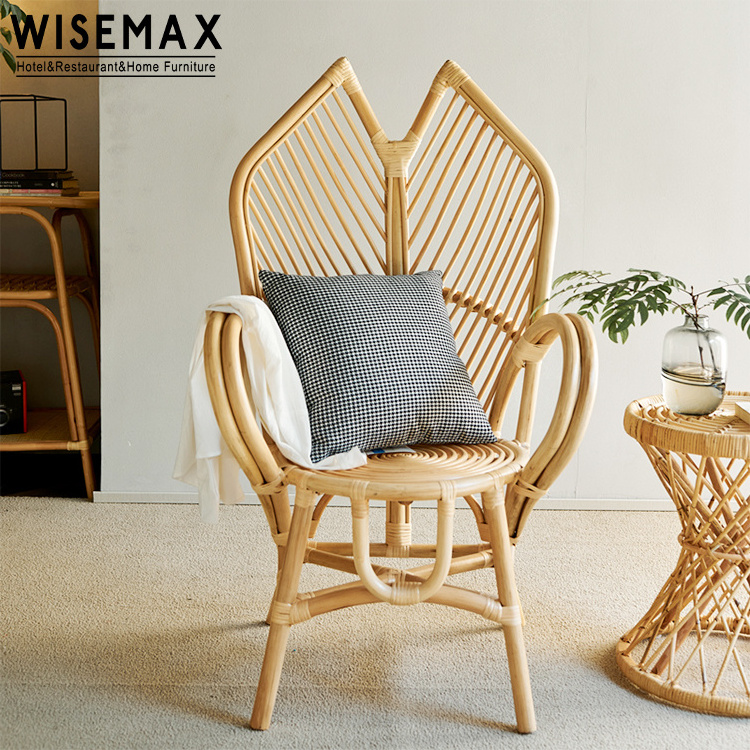 WISEMAX FURNITURE Artistic design Morocco style accent chair lively wing shape high backrest rattan wicker chair