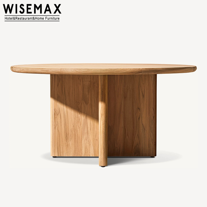 WISEMAX FURNITURE French Retro Outdoor Furniture Solid Teak Wood Round  Waterproof Dining Table For Hotel Patio Balcony