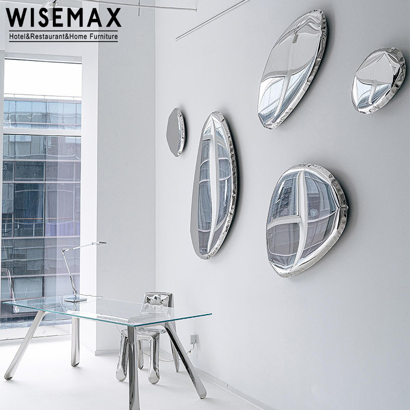 WISEMAX FURNITURE Nordic luxury funky bathroom mirrors unique stainless steel decorative wall mirror for home decor