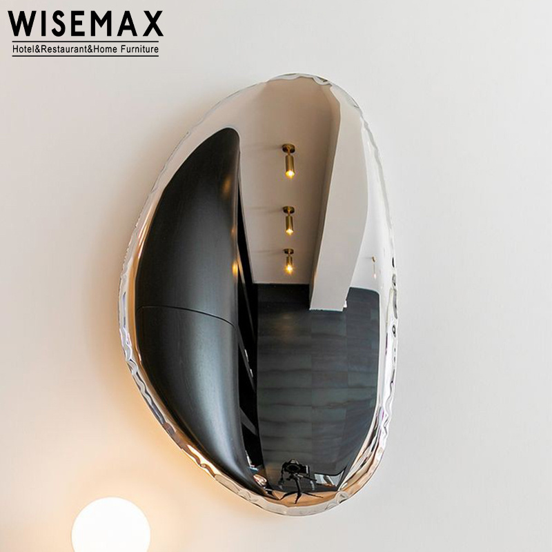 WISEMAX FURNITURE Nordic luxury funky bathroom mirrors unique stainless steel decorative wall mirror for home decor