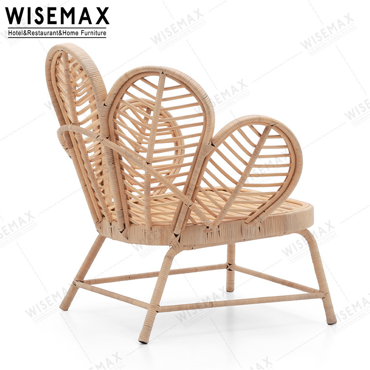 WISEMAX FURNITURE Lovely elegant flower design sofa chair natural living room rattan relaxing leisure chair