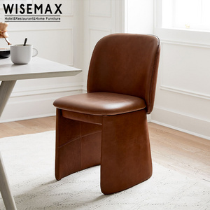 WISEMAX FURNITURE Modern dining room leather chairs restaurant solid wood frame and leather dining chairs for home dining room