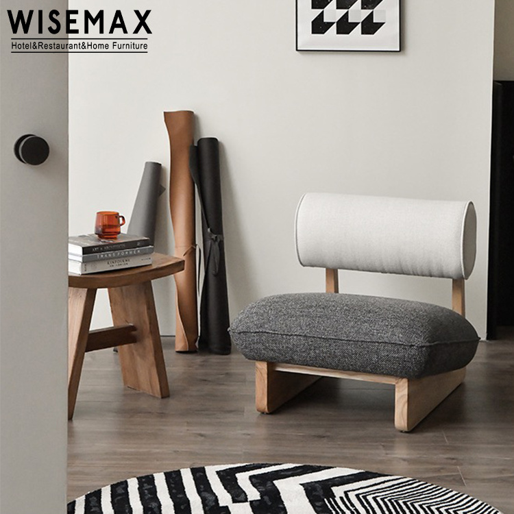 WISEMAX FURNITURE Nordic design europe stylish solid wood base and fabric lounge chair leisure chair