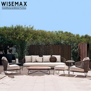 WISEMAX FURNITURE Elegant chaise lounge aluminum garden sofa set waterproof daybed patio PE rattan leisure chair